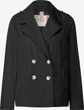 STREET ONE Doppelreihiger Trenchcoat in Schwarz: Vorderseite