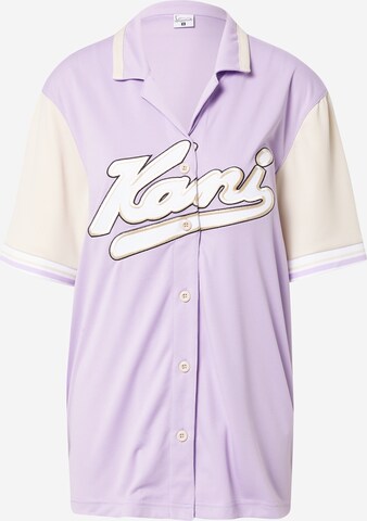Camicia da donna 'Varsity' di Karl Kani in lilla: frontale