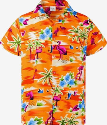 King Kameha Shirt 'Flamingos' in Orange: Vorderseite