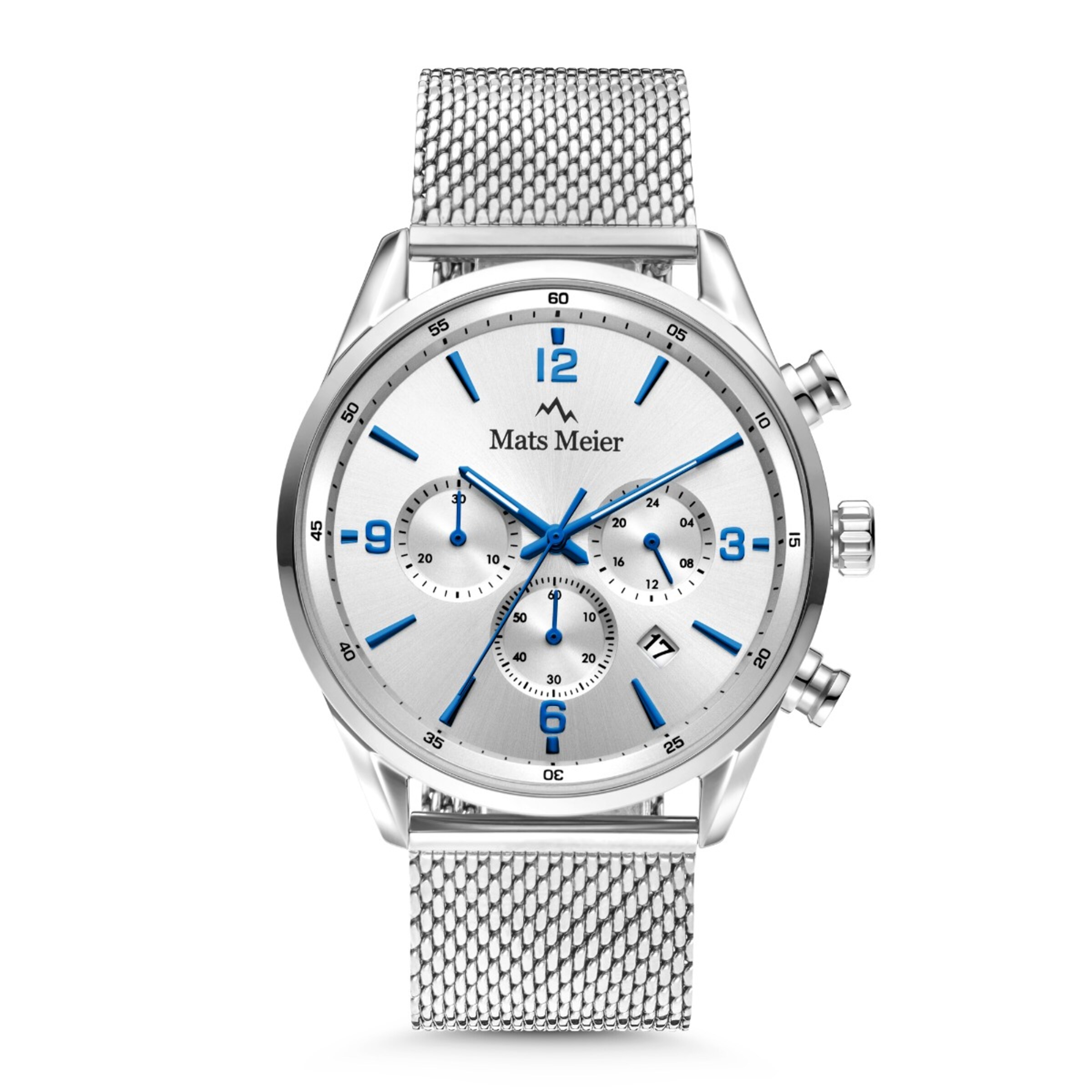 Mats Meier Analoguhr in Silber: Vorderseite