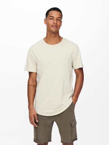 Coupe regular T-Shirt 'Matt' Only & Sons en beige : devant