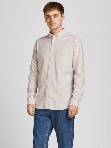 JACK & JONES Regular fit Button Up Shirt 'Brook' in Beige: front