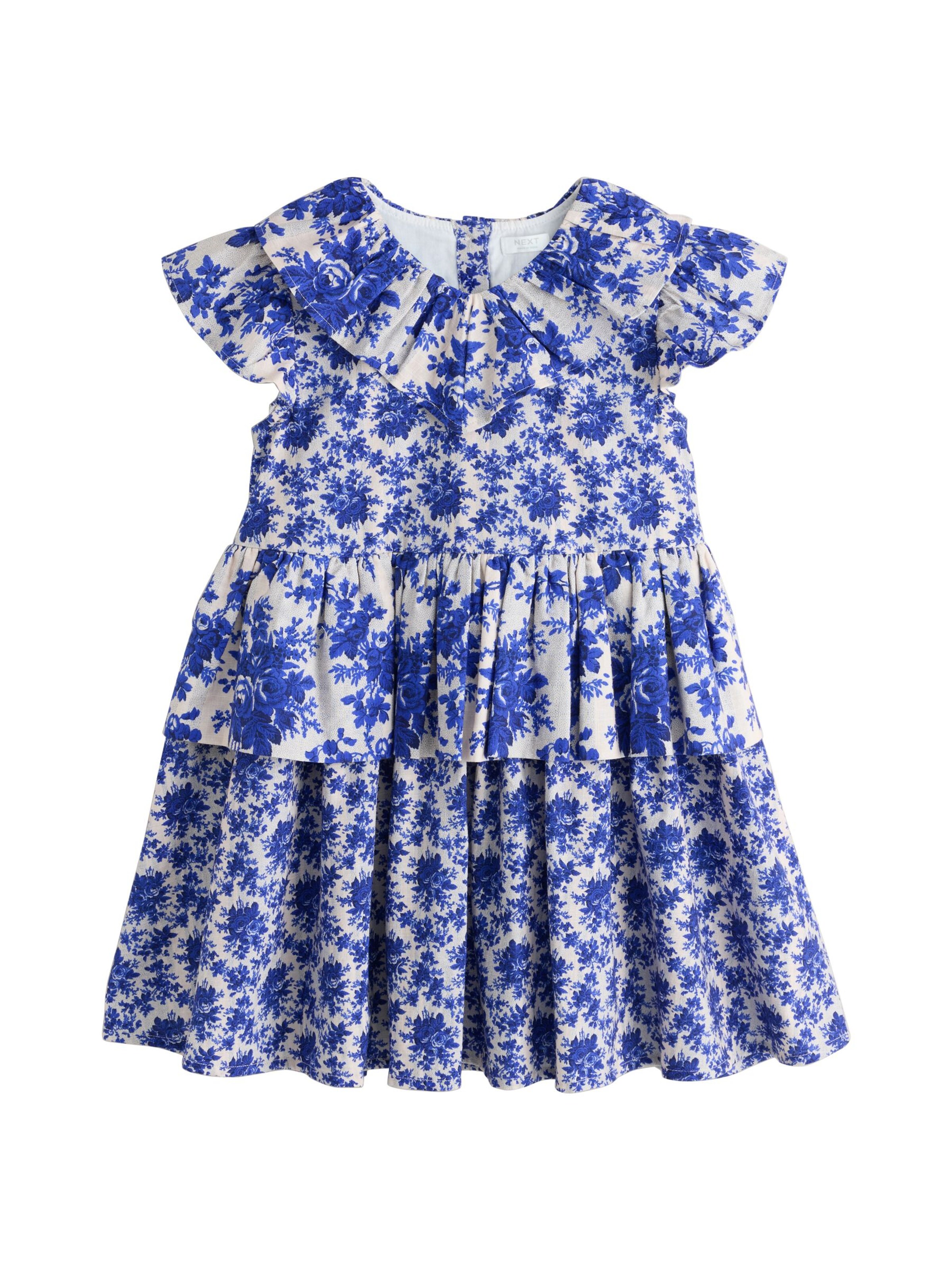 Next Jurk in 98 in de kleur Kobaltblauw / Duifblauw / Wit, Productweergave
