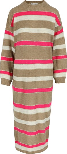 Rochie tricotat LolaLiza pe maro deschis / roz / alb murdar, Vizualizare produs