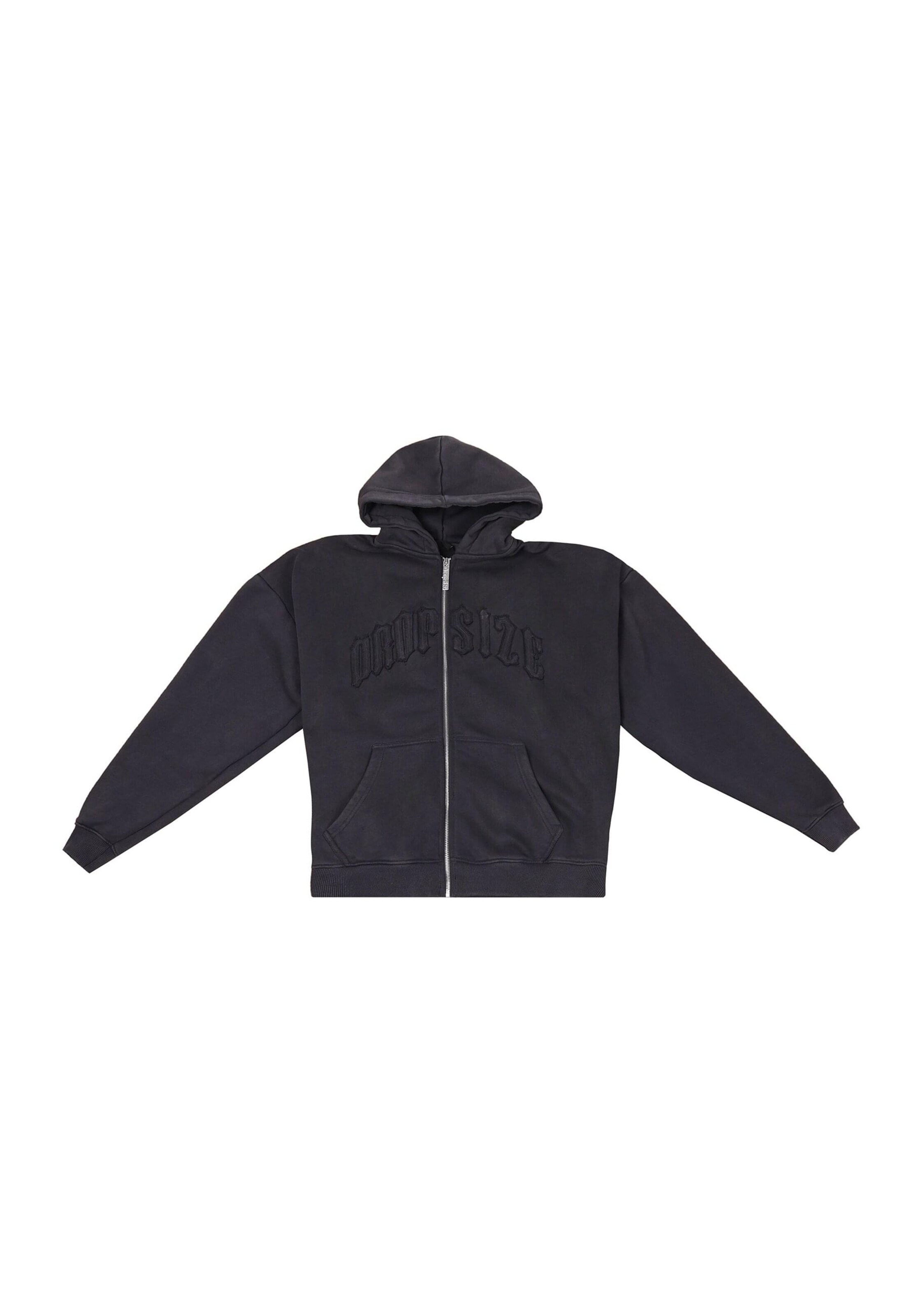 Dropsize Sweatjacke 'Raw Edges' in Schwarz: Vorderseite
