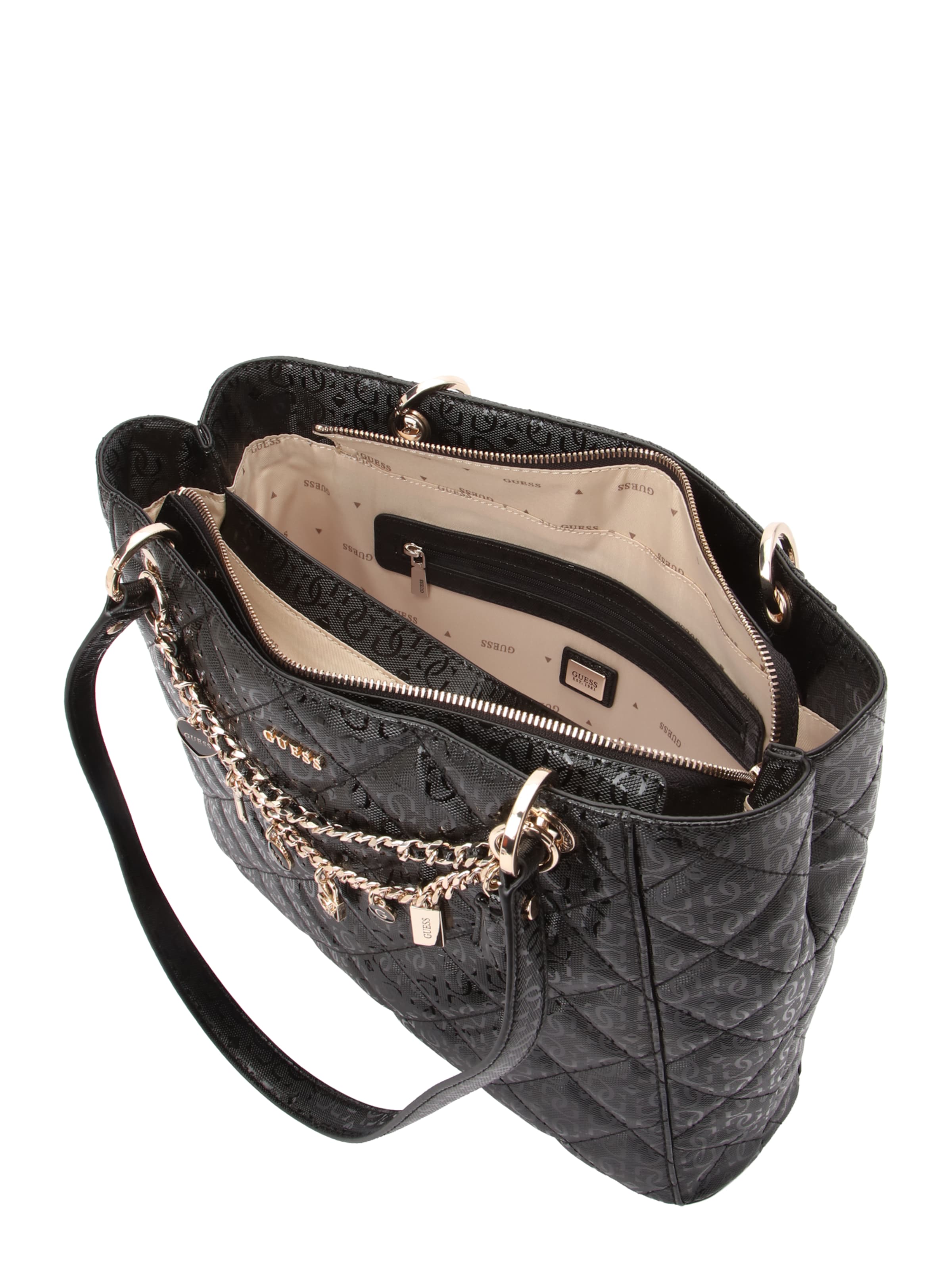 GUESS Schultertasche 'LIBBY NOEL' in Schwarz