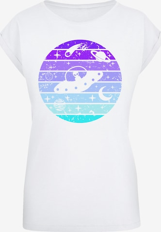 T-shirt 'Retro Alien Weltraum Sonnenuntergang' F4NT4STIC en blanc : devant
