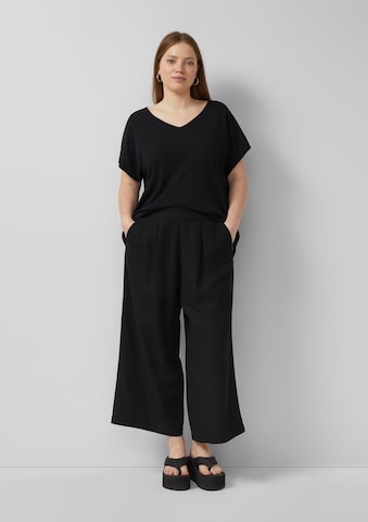 QS Wide Leg Hose in Schwarz: Vorderseite