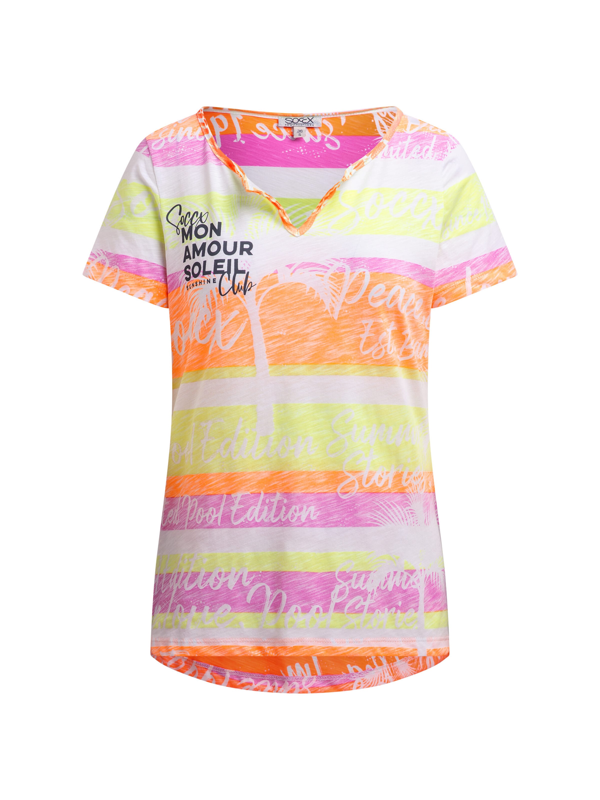 Soccx T-Shirt mit Streifen- und All-Over-Print in Mischfarben: Vorderseite