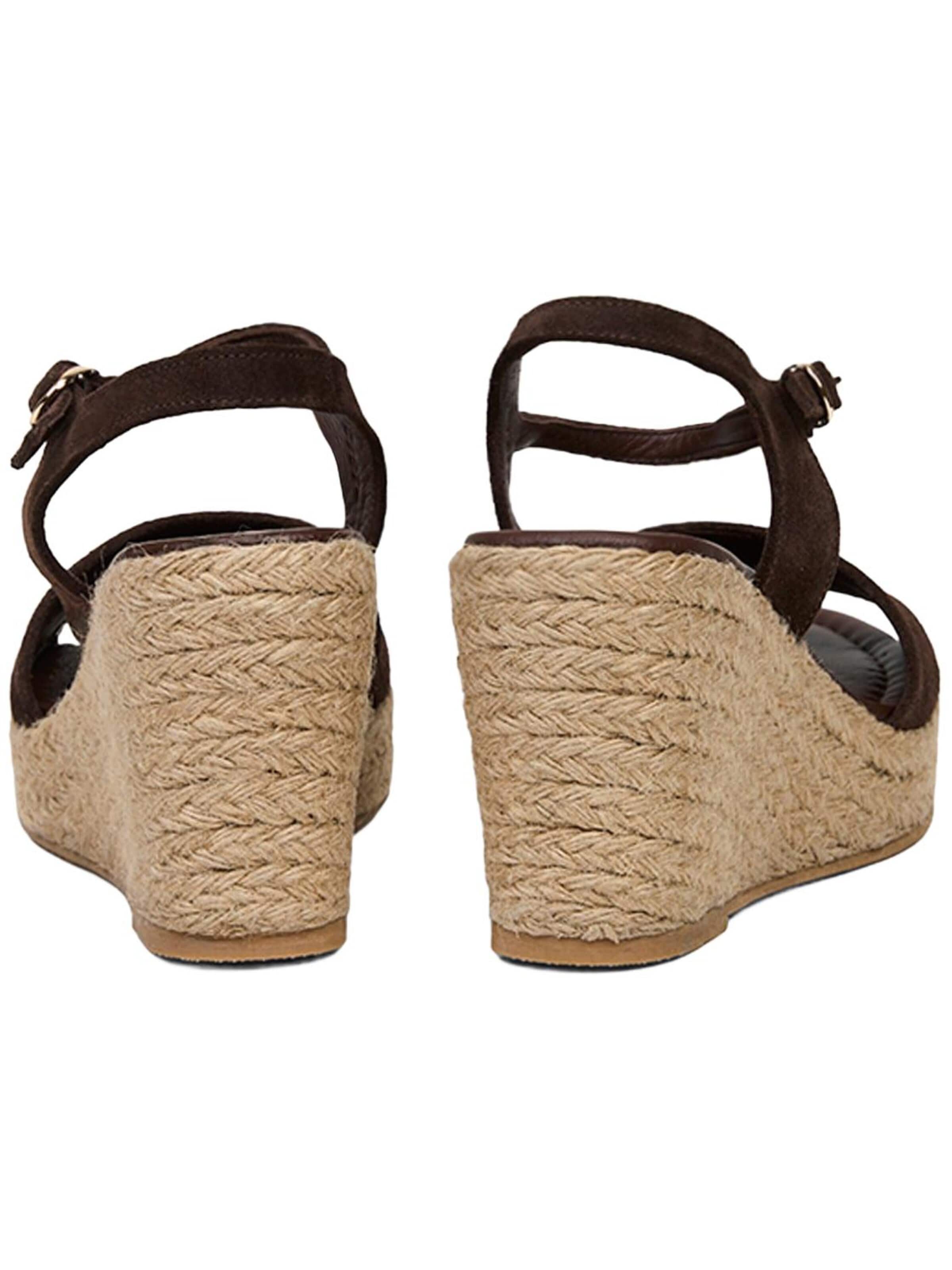 Sandales à lanières 'DESA Damen-Sandalen mit Keilabsatz und einem Riemen aus Wildleder' Desa en marron