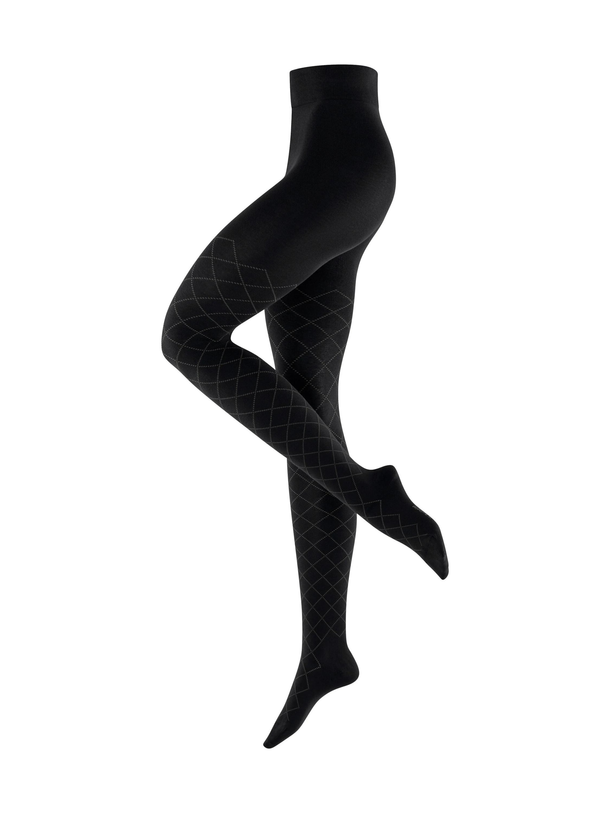 BURLINGTON Tights 'Argyle Affair' in Black: front