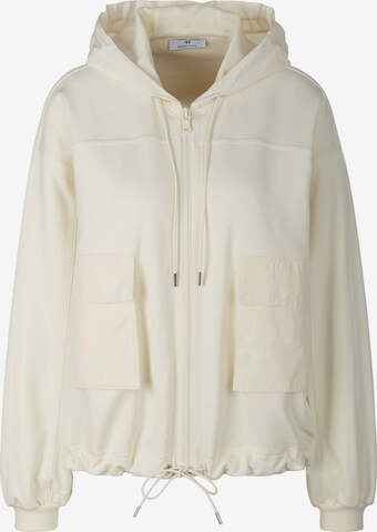 WALL London Zip-Up Hoodie in Beige: front