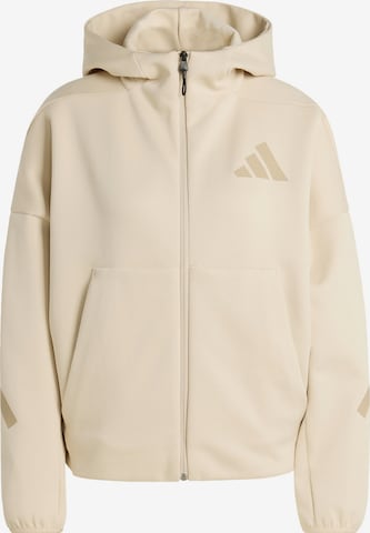 ADIDAS SPORTSWEAR Athletic Zip-Up Hoodie 'Z.N.E.' in Beige: front
