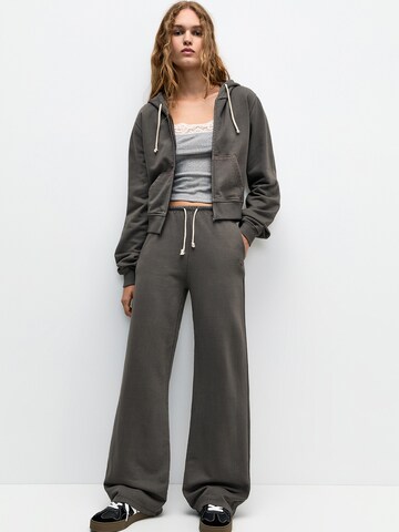 Pull&Bear Wide Leg Hose in Grau