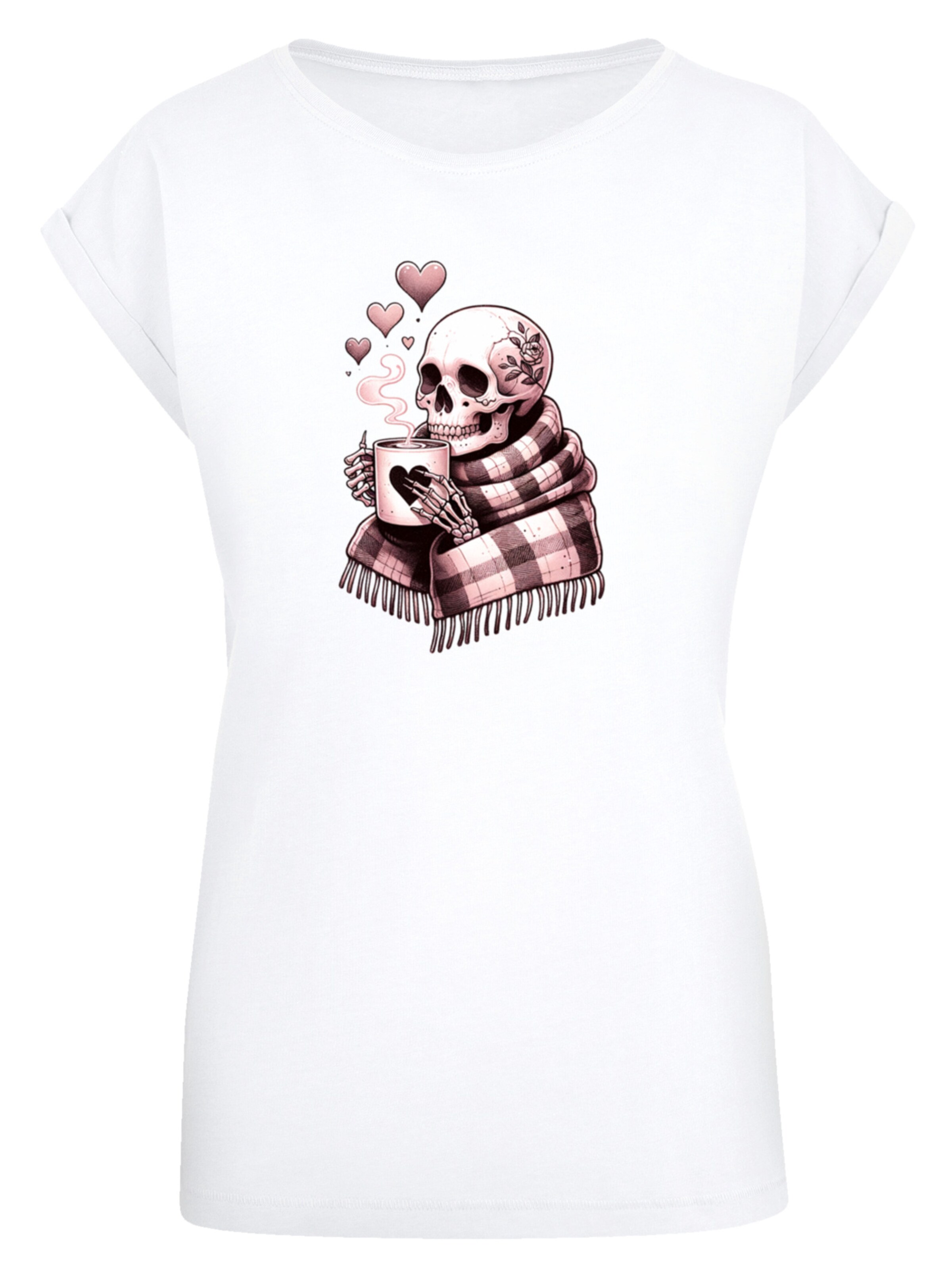 F4NT4STIC Shirt 'Cozy Winter Skelett' in Wit: voorkant