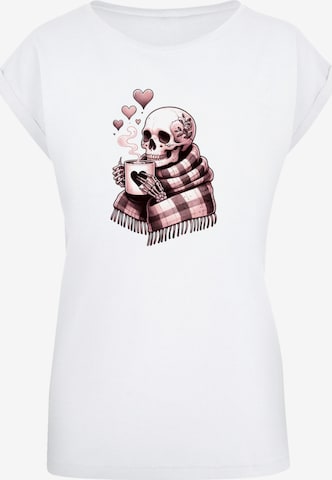 T-shirt 'Cozy Winter Skelett' F4NT4STIC en blanc : devant