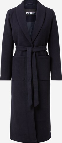 PIECES Between-Seasons Coat 'ALICA' in Blue: front