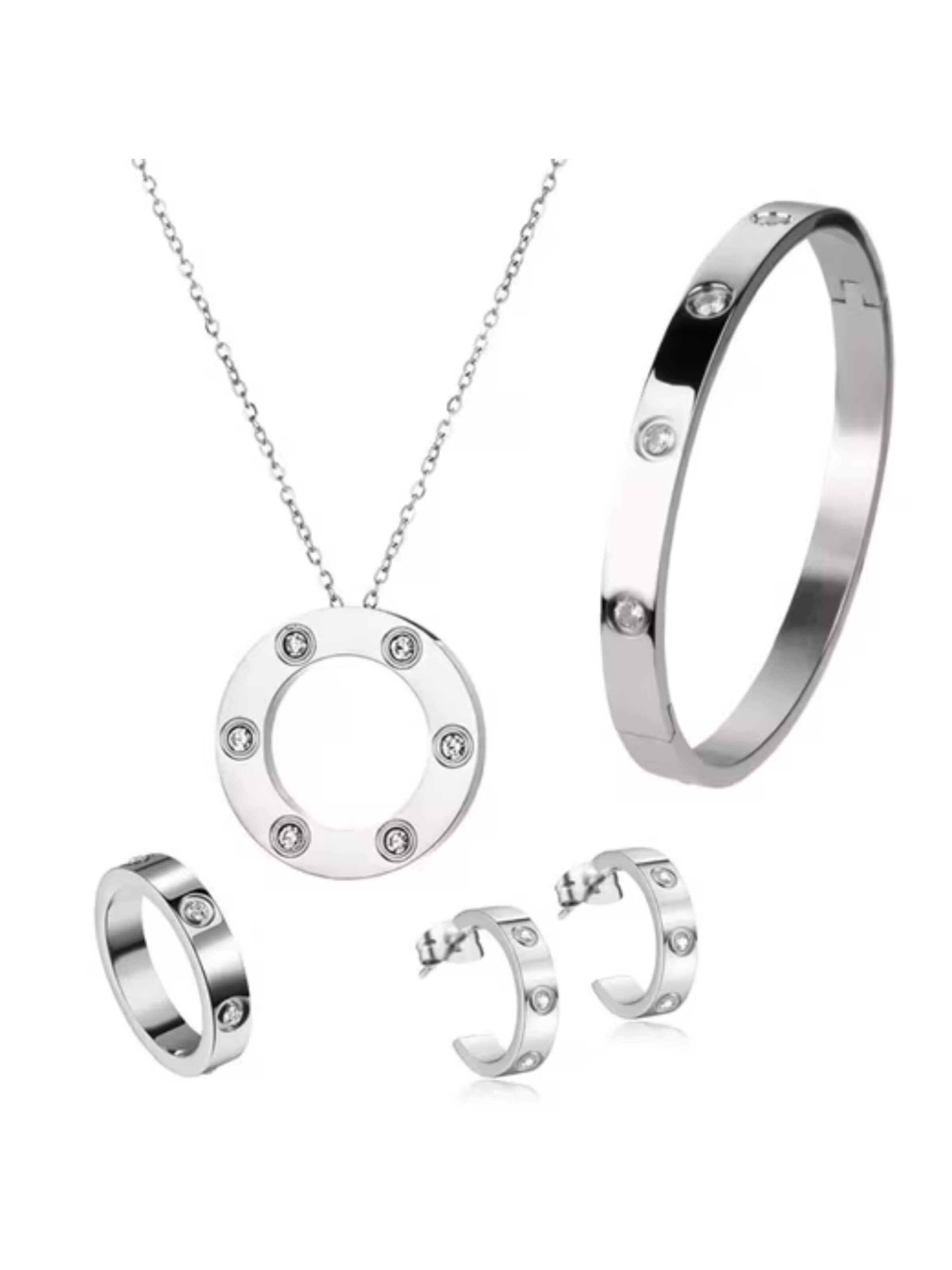 ROUGEMONT Jewellery Jewelry Set 'Damen Schmuckset Monte Carlo' in Silver: front