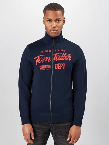 TOM TAILOR Regular Fit Sweatjakke i blå: forside