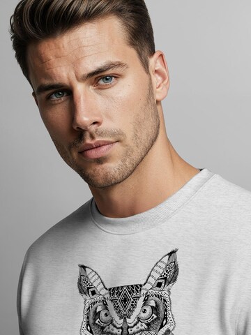 Neverless Sweatshirt 'Boho Owl' in Grey