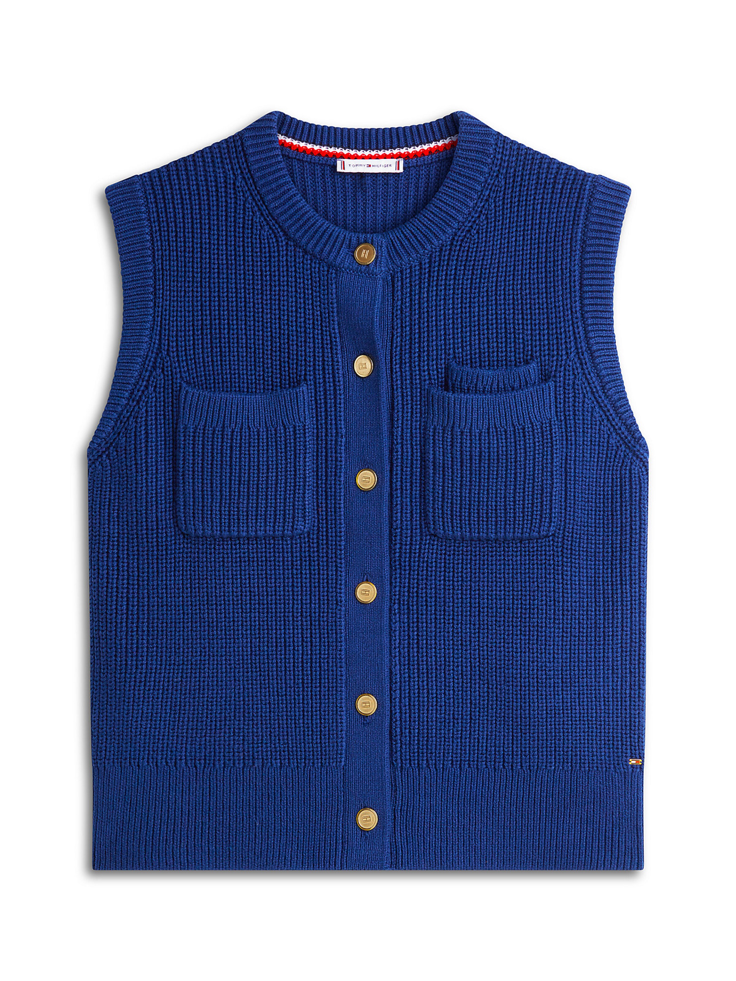 TOMMY HILFIGER Gebreide bodywarmer in de kleur Enziaan, Productweergave