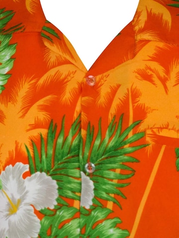 King Kameha Regular Fit Hemd 'Small Flower'‌‌‌‌‌‌‌ in Orange
