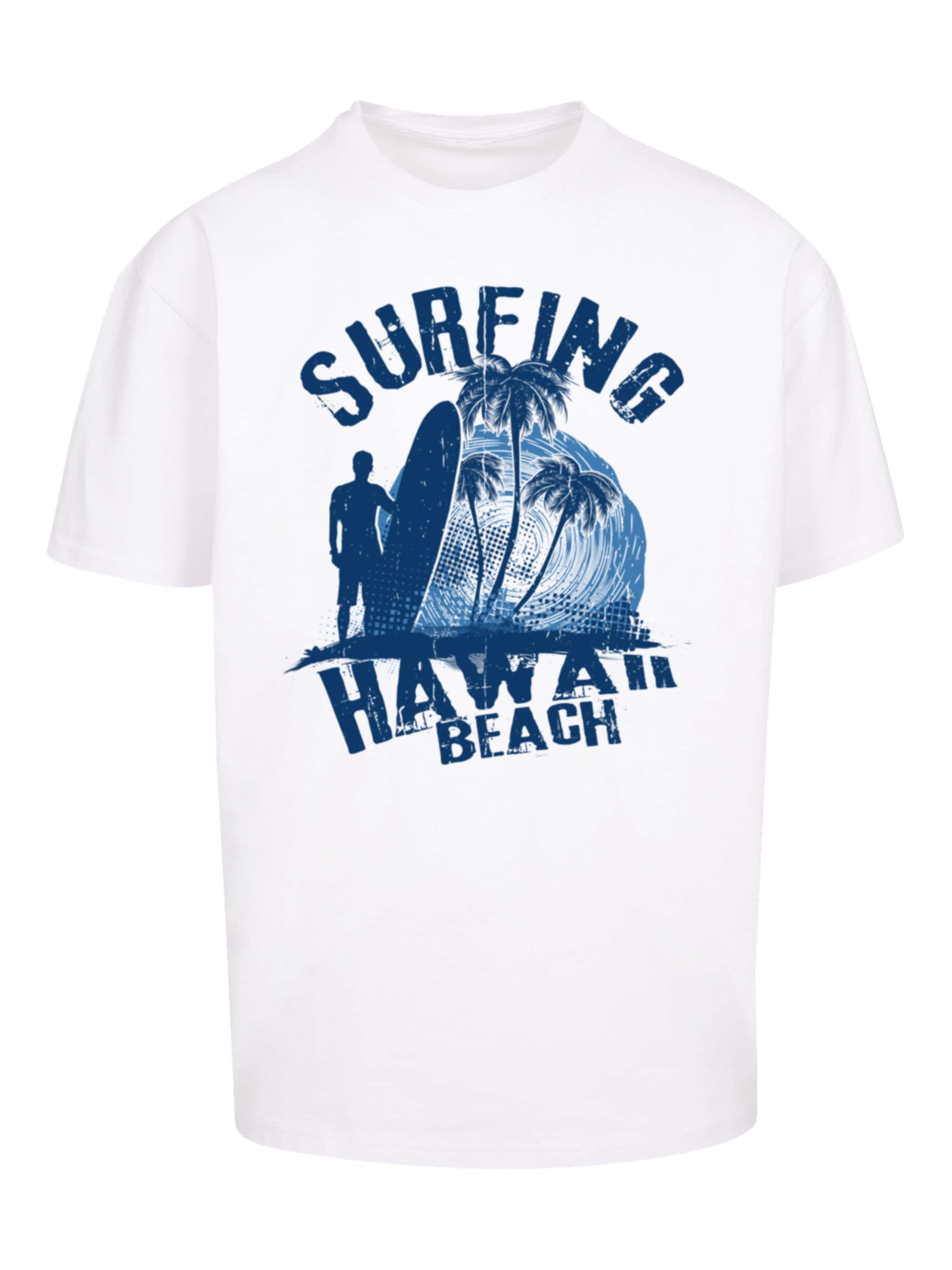 T-Shirt 'Hawaii Surf Beach Summer' F4NT4STIC en blanc : devant