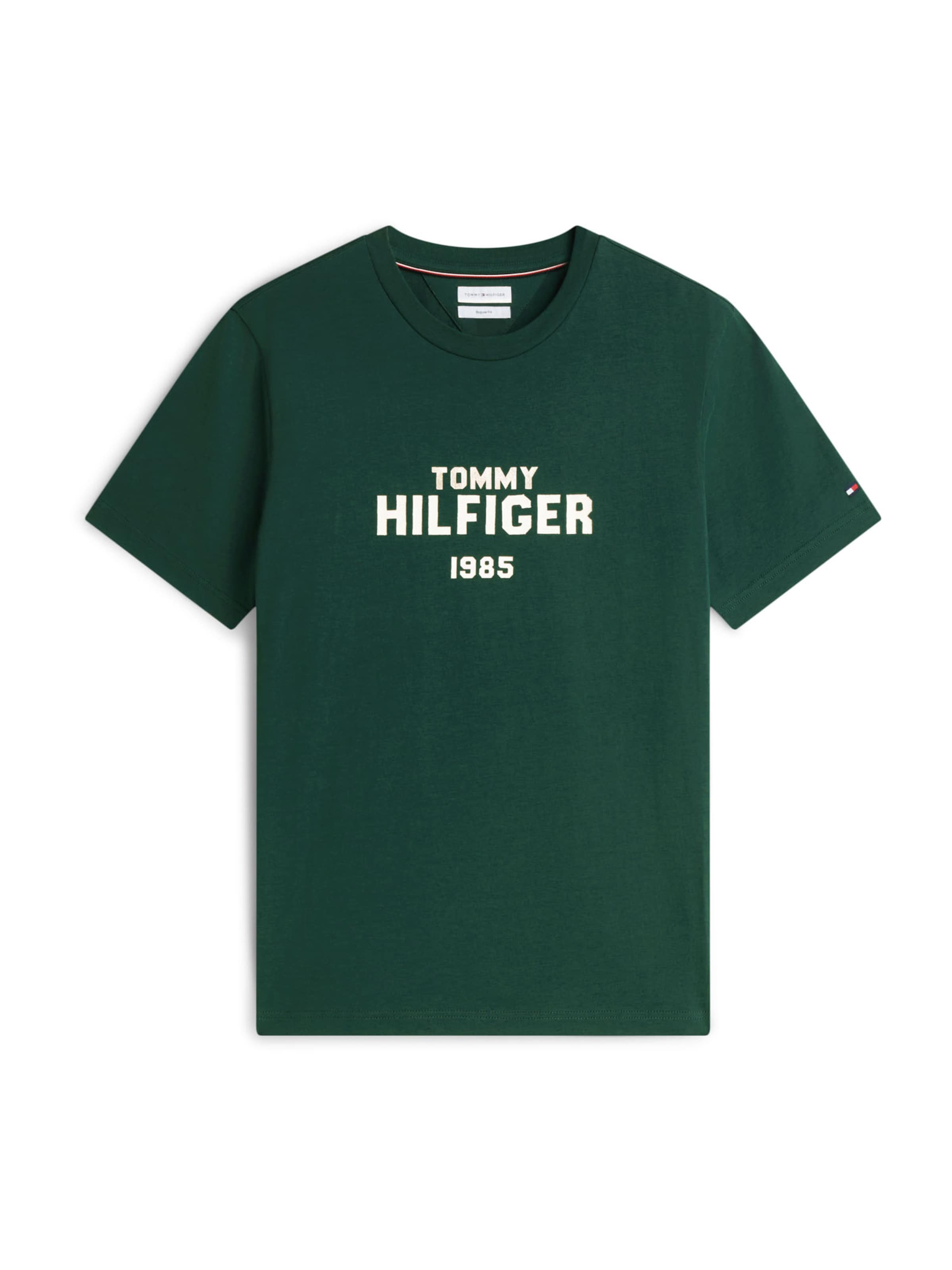 TOMMY HILFIGER Футболка 'Brand Love' в Зеленый: спереди