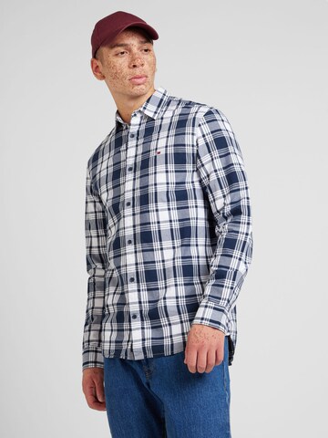 Tommy Jeans Regular Fit Hemd in Blau: Vorderseite