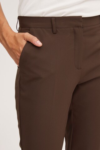 ICHI Slim fit Pleated Pants 'LEXI' in Brown