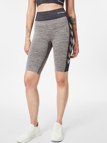 Hummel - Skinny Calças de desporto em cinzento: frente