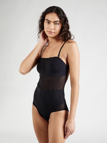 MAGIC BodyfashionT-shirt Jednodijelni kupaći kostim 'Sheer & Sexy Body' - crna boja: prednji dio