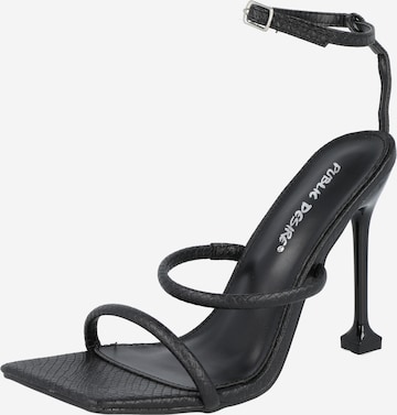 Public Desire Strap Sandals in Black: front