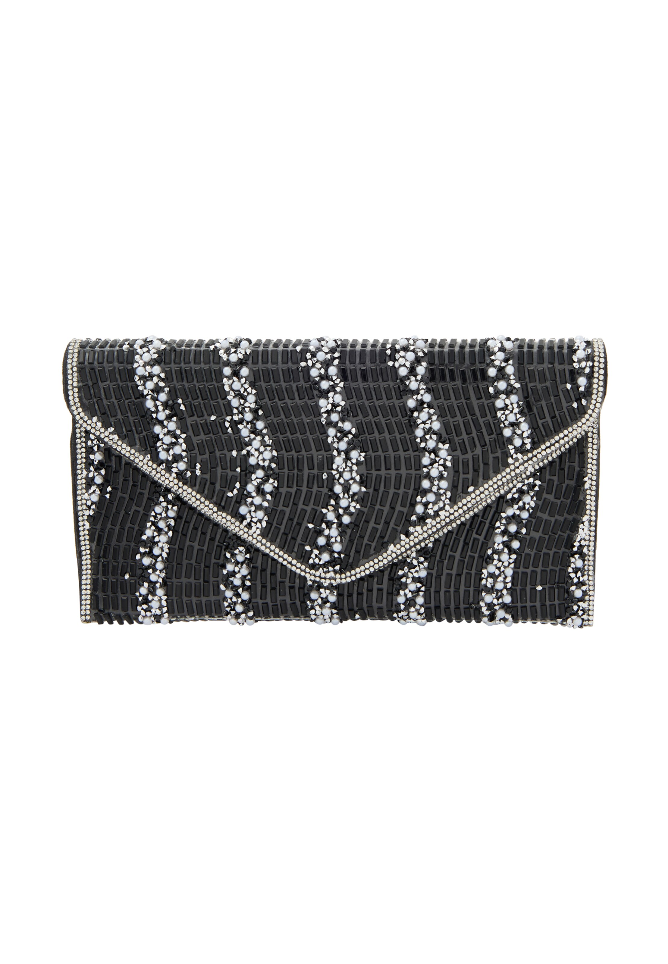 NAEMI Clutch in schwarz / silber, Produktansicht