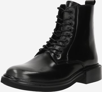 Calvin Klein Lace-Up Boots in Black: front