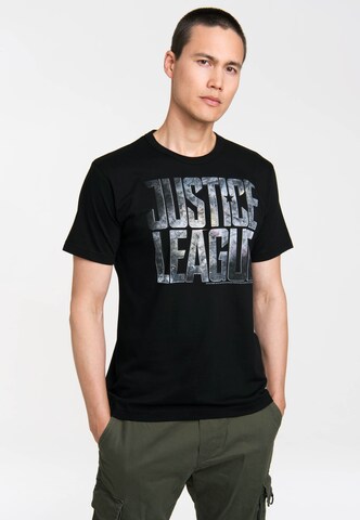 LOGOSHIRT T-Shirt 'Justice League' in Schwarz: Vorderseite