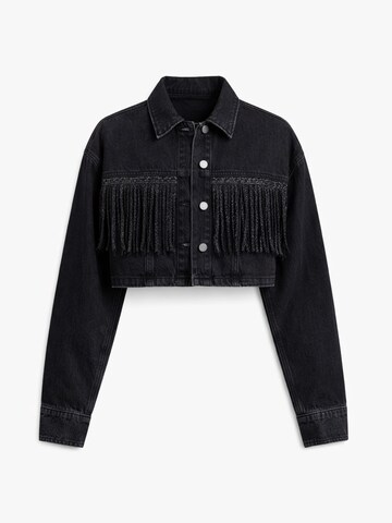 Gilet 'RHINESTONE CROPPED DENIM JACKET' IT'S BASIC en gris