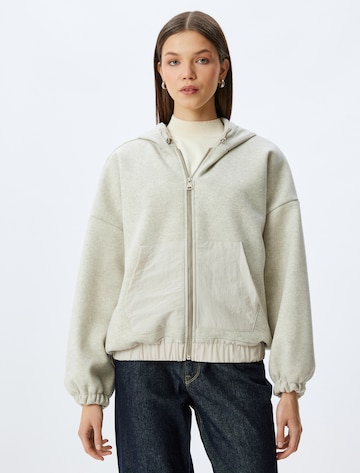 Koton Zip-Up Hoodie in Beige: front