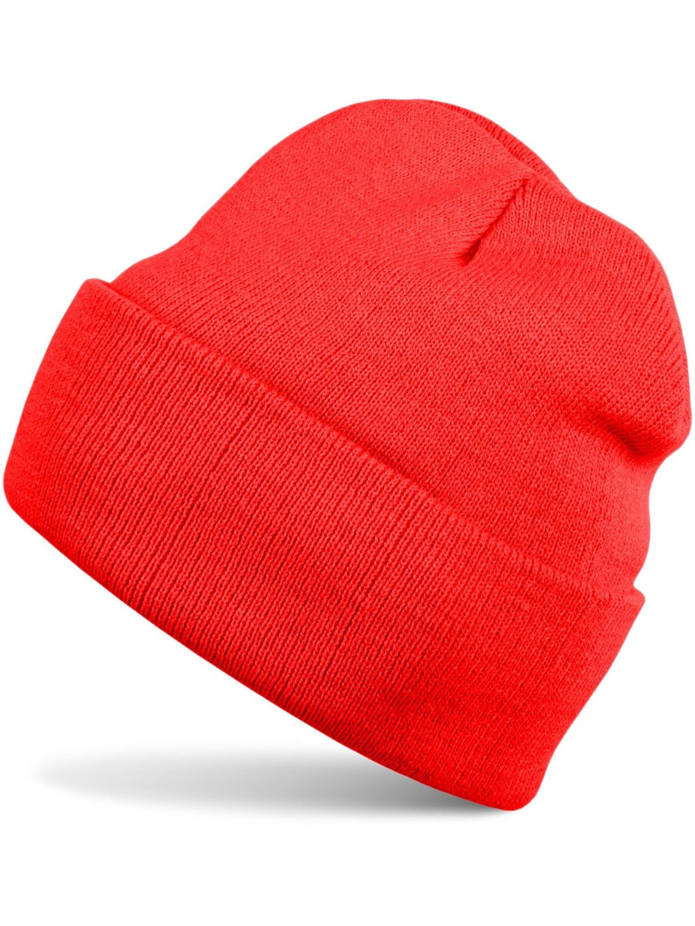 styleBREAKER Beanie 'Kinder Strickmütze mit Krempe' in Red: front