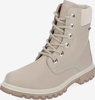 SUPERFIT Lace-Up Ankle Boots in Beige: front
