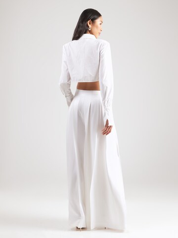 BOSS Wide leg Bandplooibroek 'Tetosa' in Wit