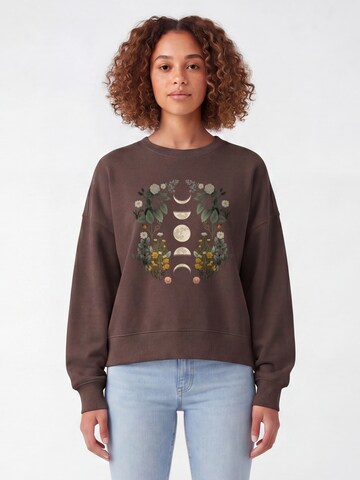 Sweat-shirt 'Moonphases & Flowers' Watapparel en marron : devant