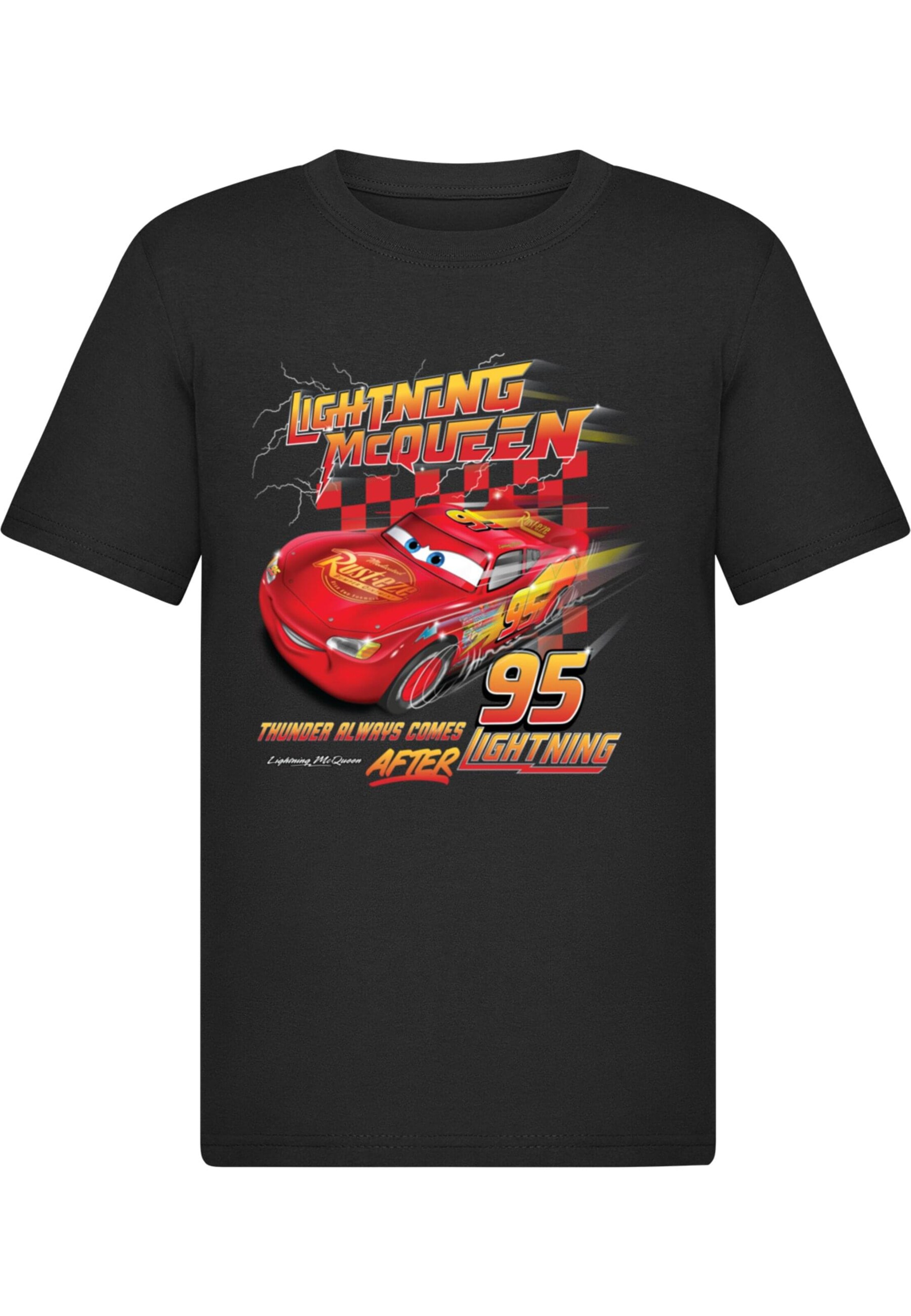 ABSOLUTE CULT Shirt 'Cars - Thunder Always Comes After Lightning' in Zwart: voorkant