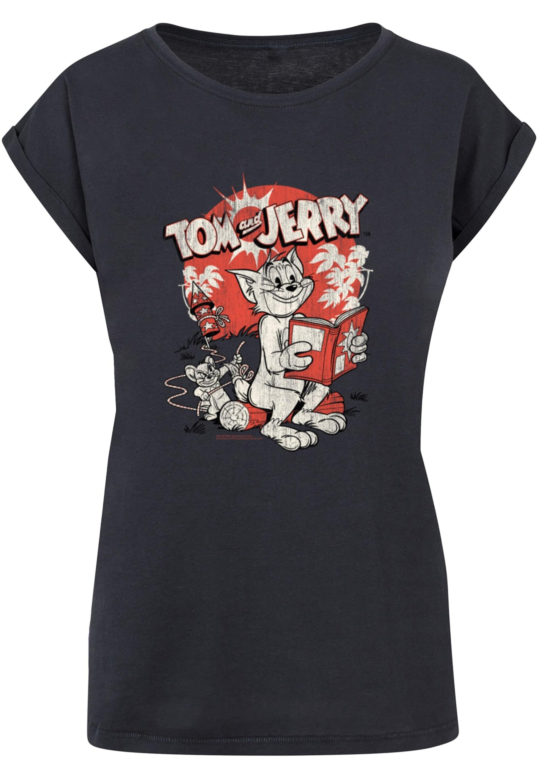 ABSOLUTE CULT Shirt 'Tom and Jerry - Rocket Prank' in Blue: front