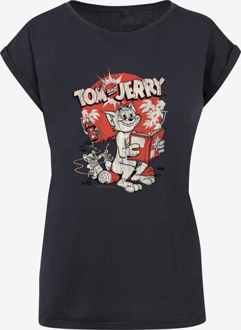ABSOLUTE CULT Shirt 'Tom and Jerry - Rocket Prank' in Blauw: voorkant