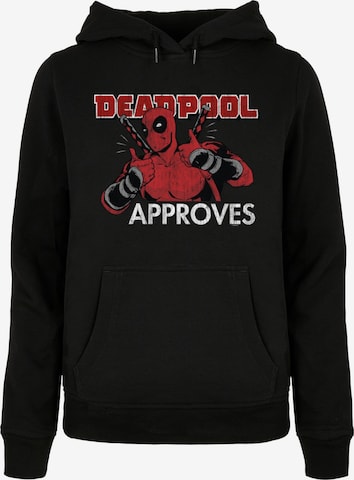 ABSOLUTE CULT Sweatshirt 'Deadpool - Approves' in Zwart: voorkant