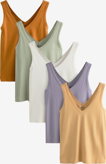 Top Next pe bej / maro / verde deschis / lila / alb, Vizualizare produs