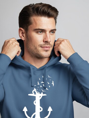 Neverless Sweatshirt 'Anker Vögel' in Blue