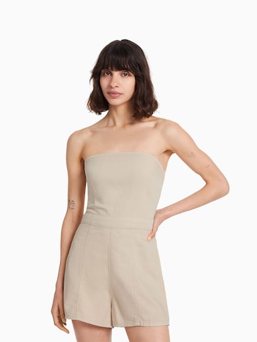 Bershka Jumpsuit in Beige: front