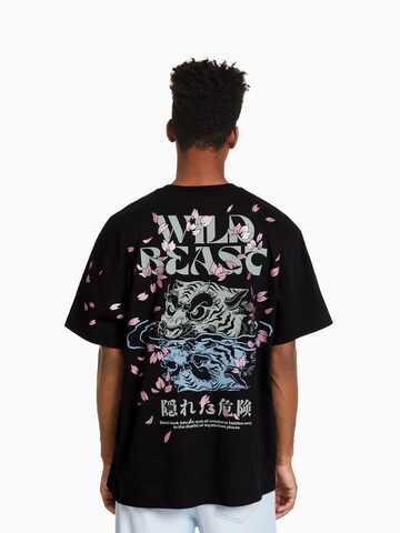 Bershka T-Shirt in Schwarz